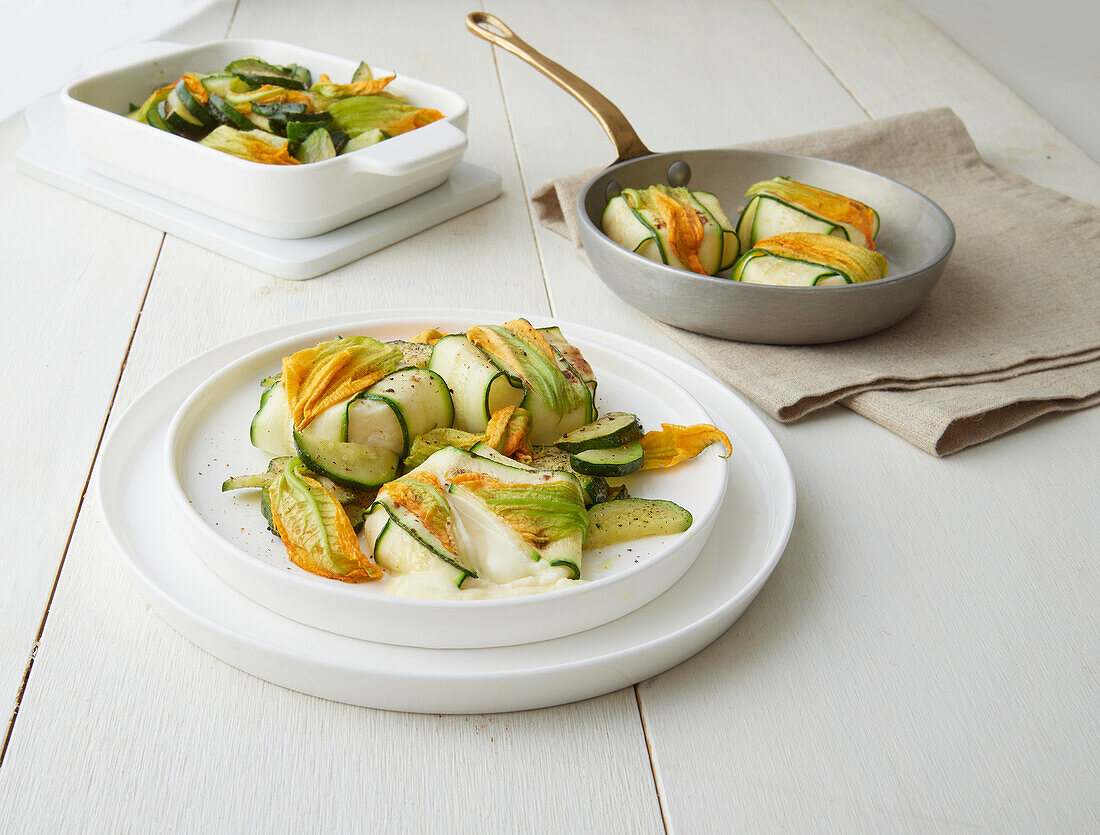 Zucchini and goat cheese parcels