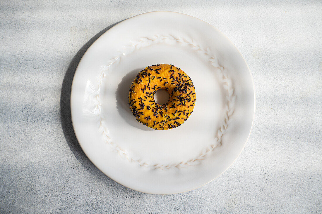 Banana donut with chocolate sprinkles