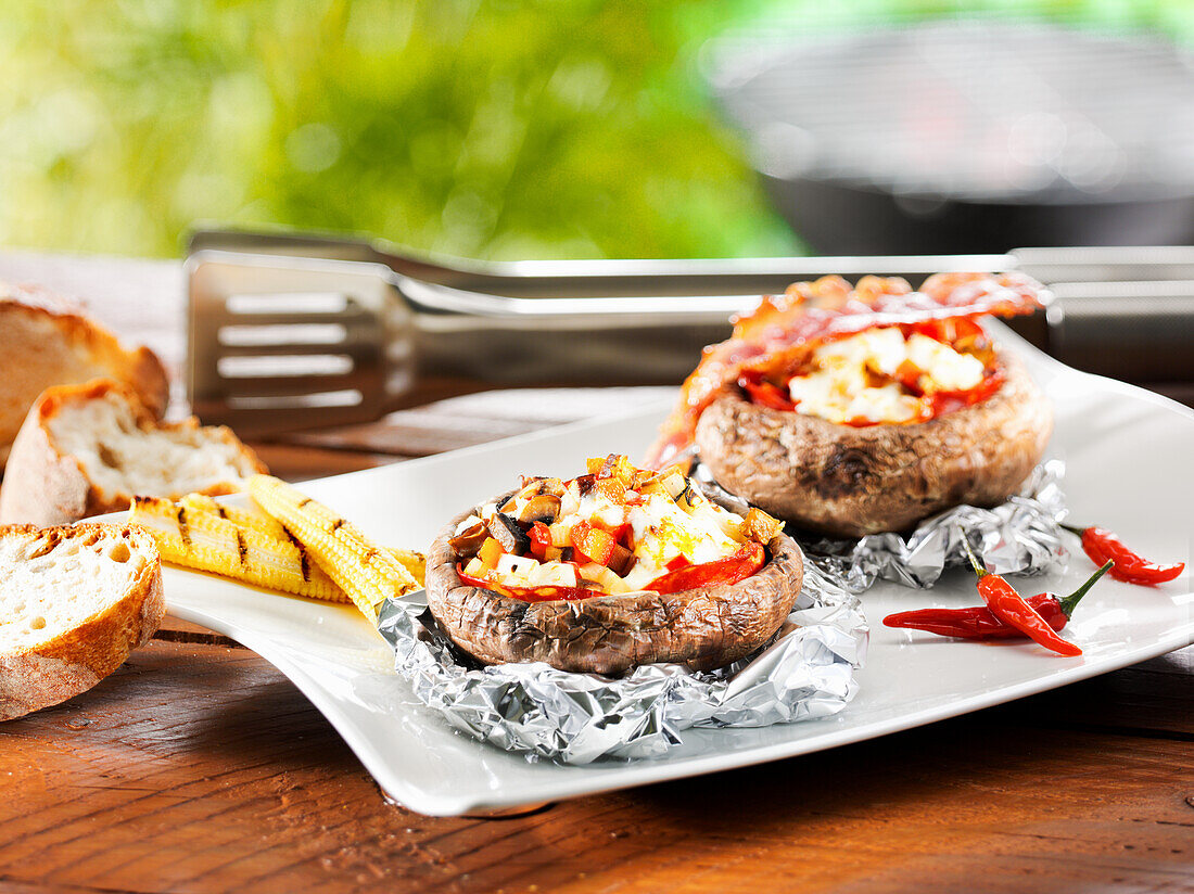 Grilled stuffed mushrooms