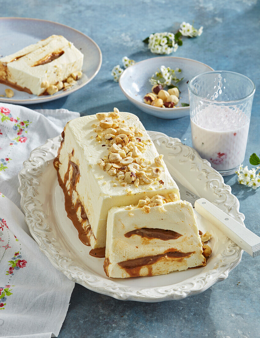 Honey semifreddo with hazelnuts