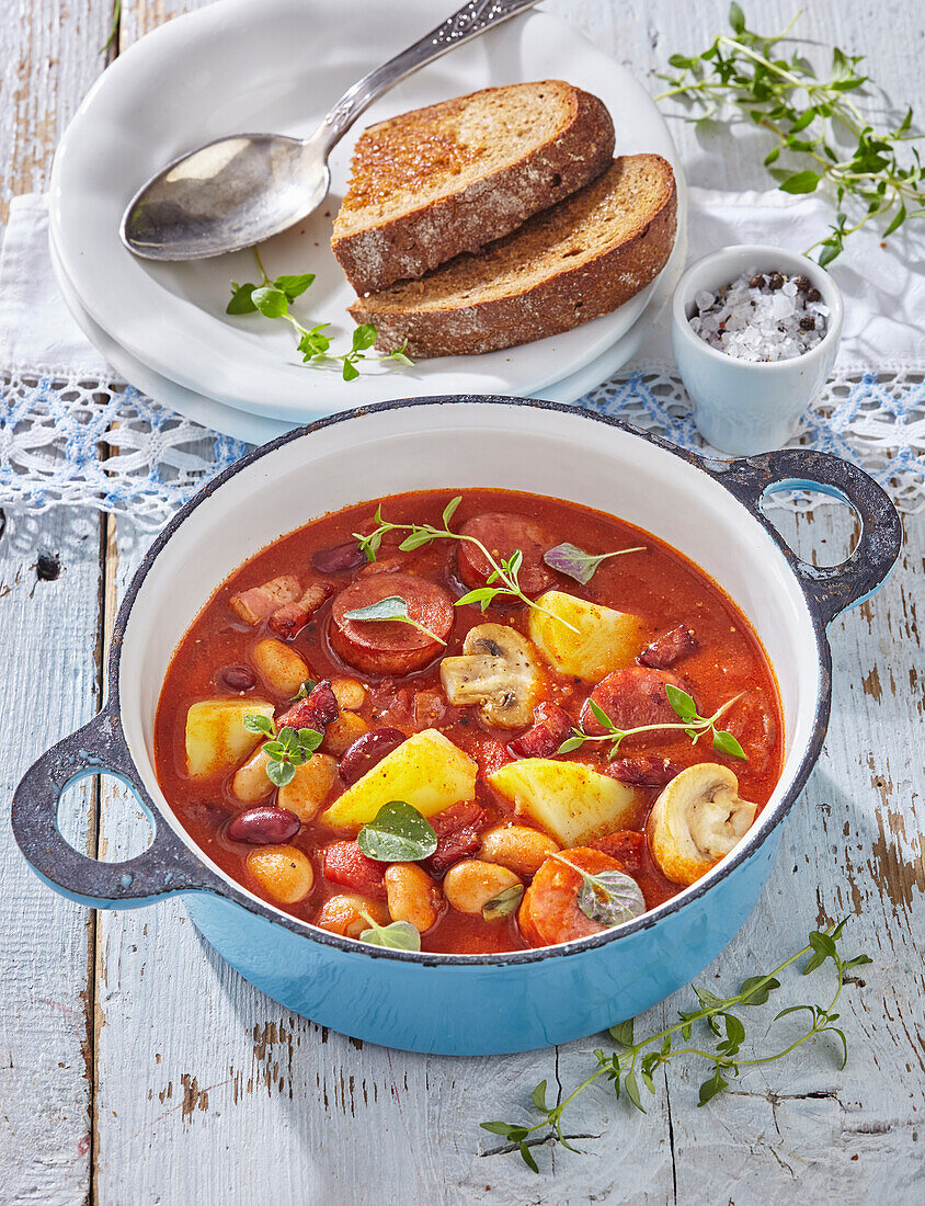 Cowboy stew with sausage and beans