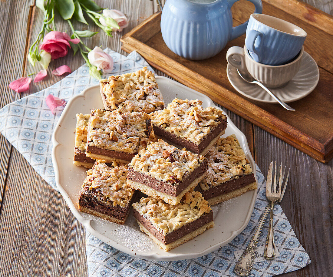 Chocolate pudding cake with nuts