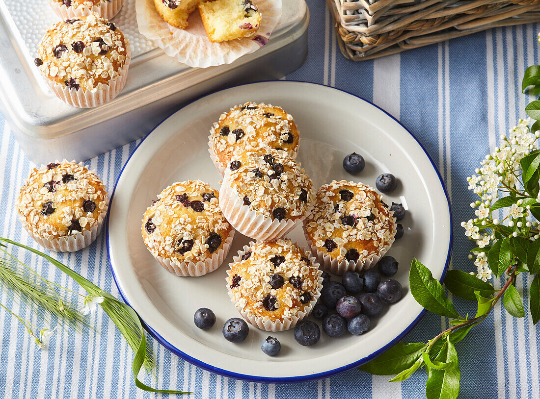 Blaubeer-Haferflocken-Muffins