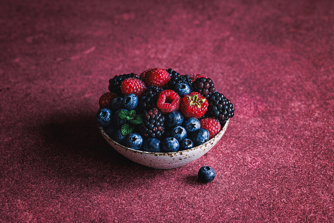 Mixed wild berries in a bowl