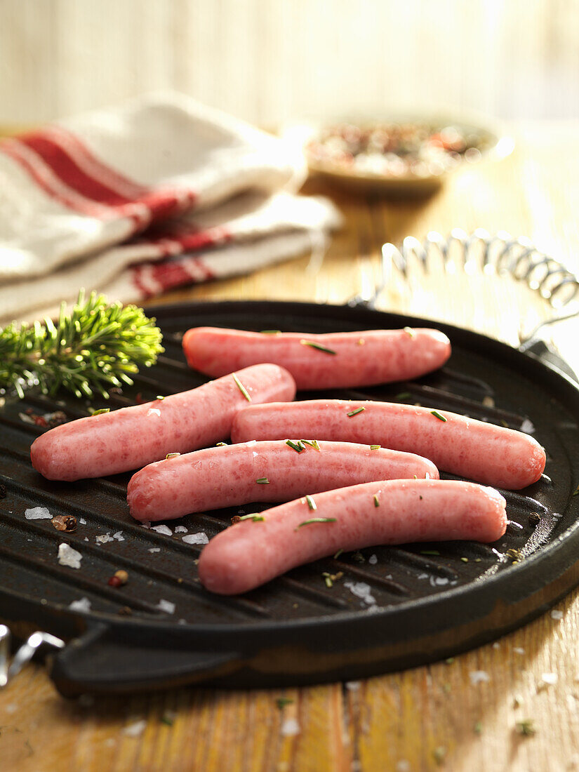 Chicken sausage on a pan