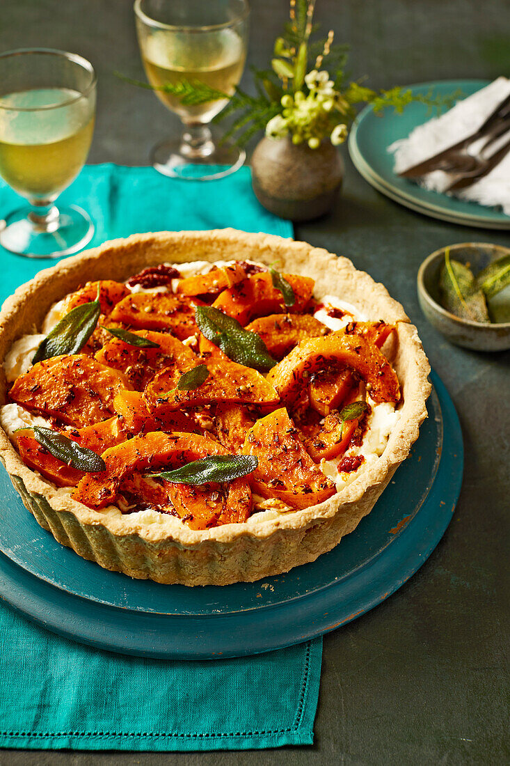 Butternut squash tart with whipped feta