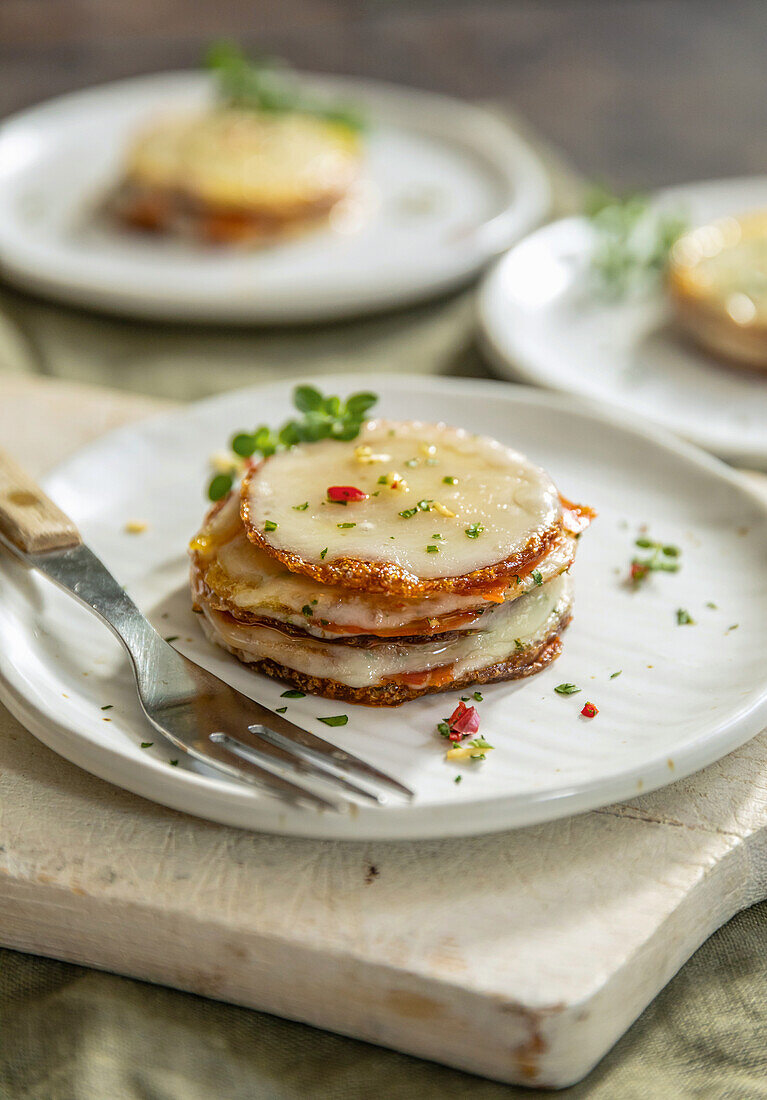 Kartoffel-Millefeuille mit Ciminà Caciocavallo