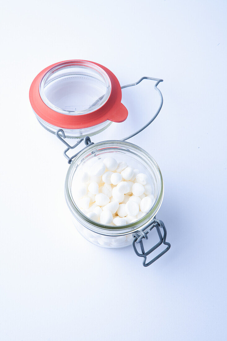 Meringue dots in a glass