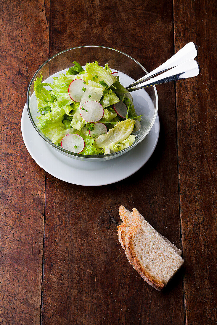 Grüner Salat mit Radieschen