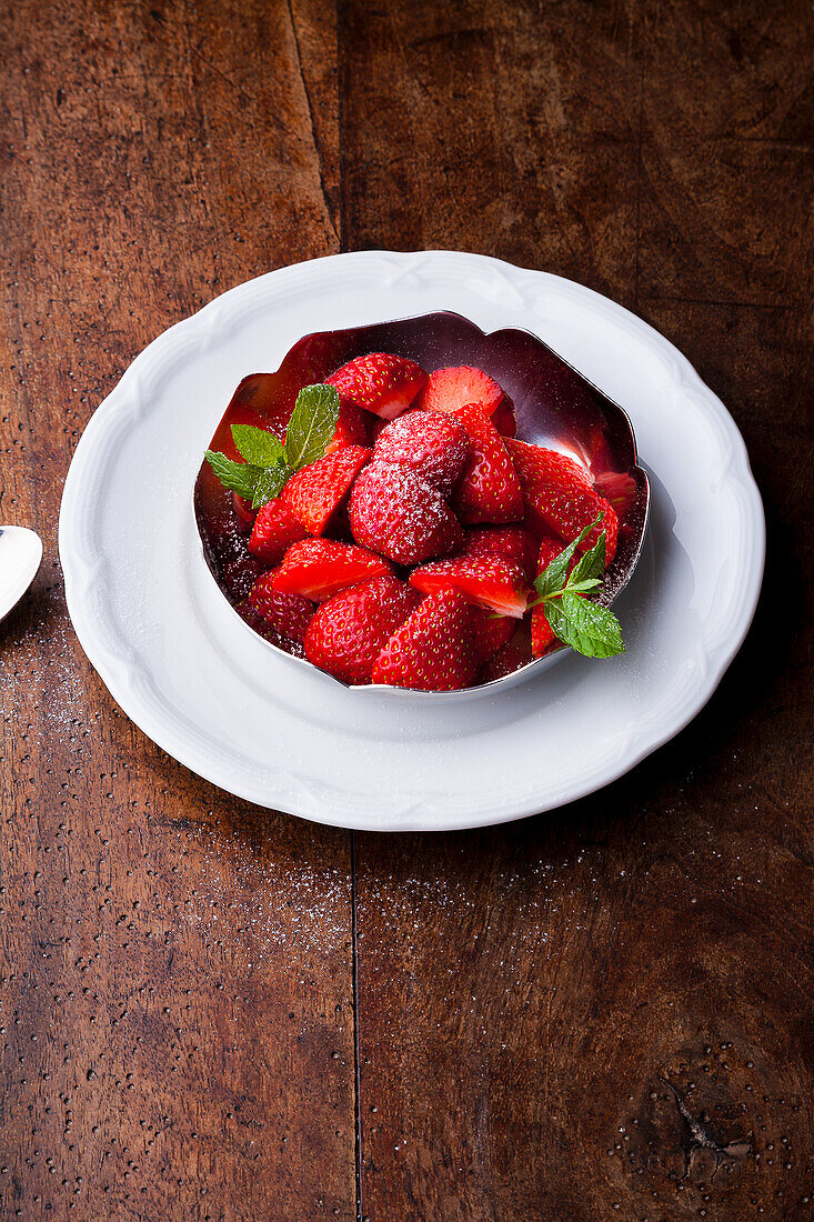 Fresh strawberries with mint