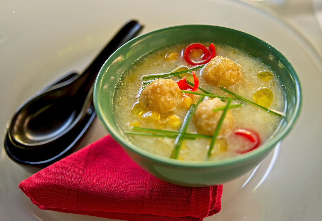 Cantonese corn soup with crab balls