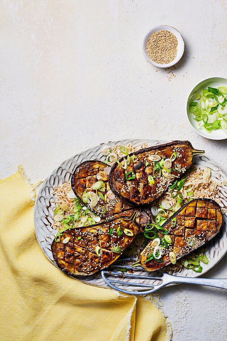 Sticky miso eggplant roasted in the oven
