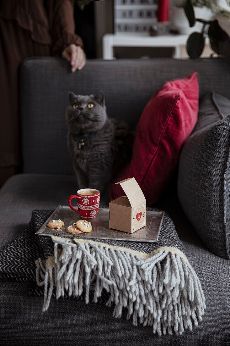 Popcorn cookies and mug with coffee