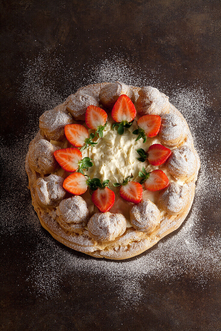 St.Honoré cake with strawberries