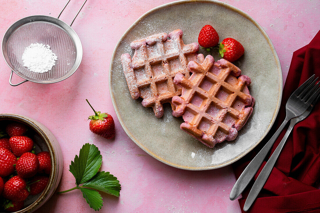 Homemade strawberry waffles