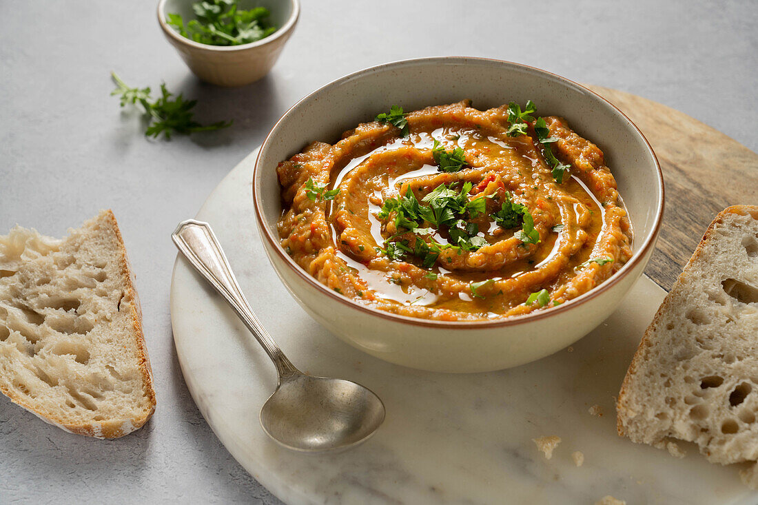 Baba ganoush and sourdough bread