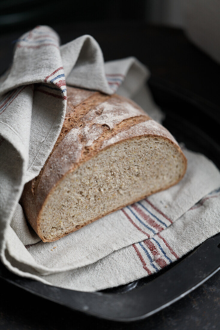 Loaves of mixed wheat bread