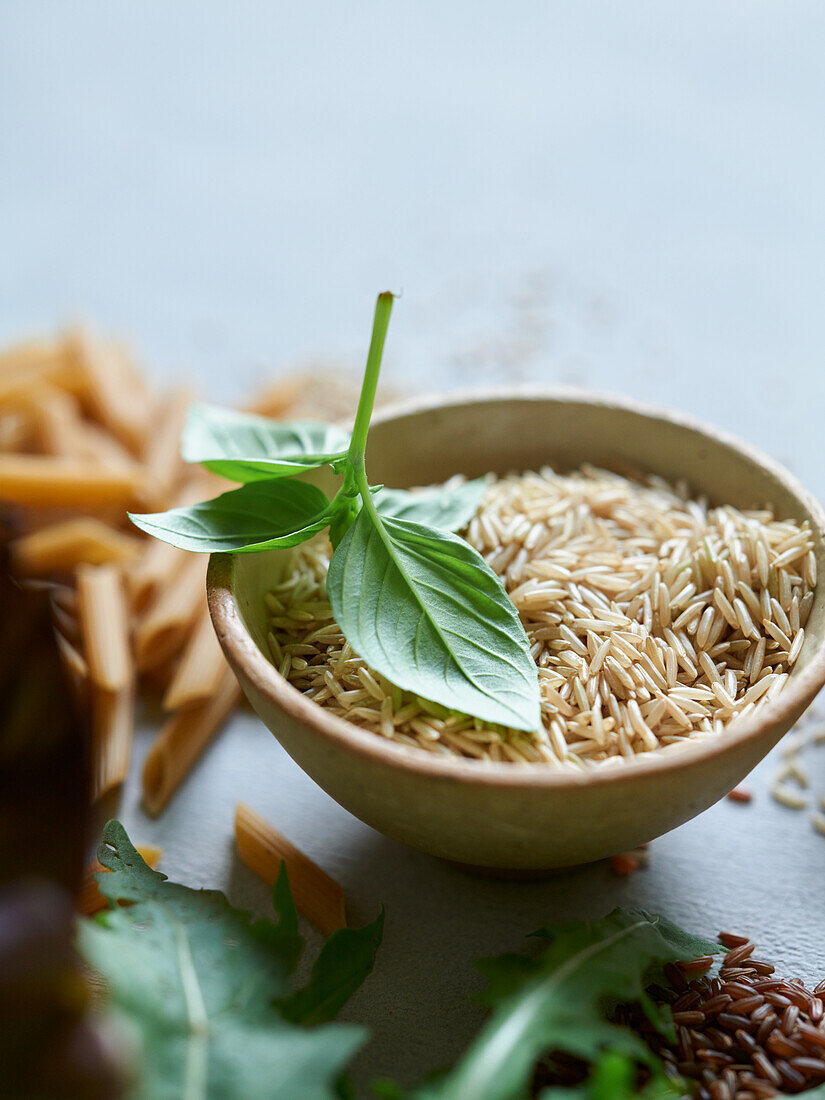 Whole wheat basmati rice and whole wheat pasta