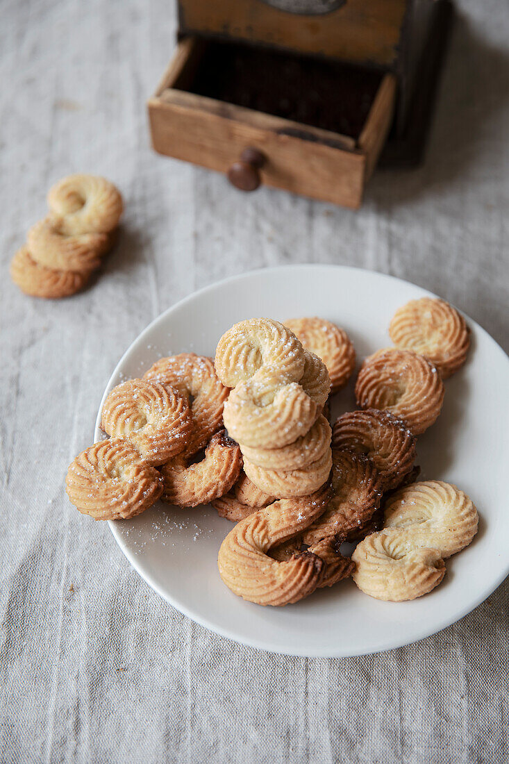 S-shaped shortbread biscuits