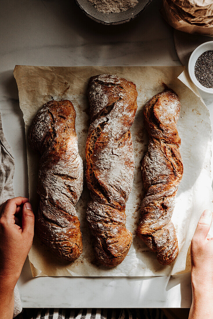 Sourdough bread made with spelt flour and chia seeds