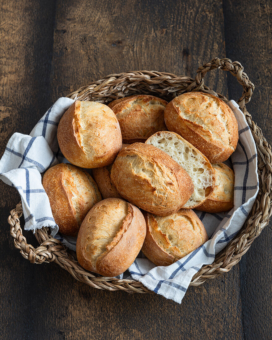 Sunday rolls made from yeast dough with wheat flour