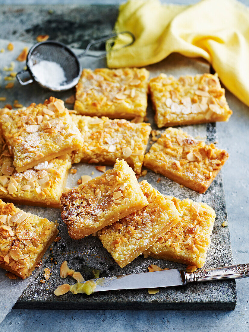 Almond slices with orange curd