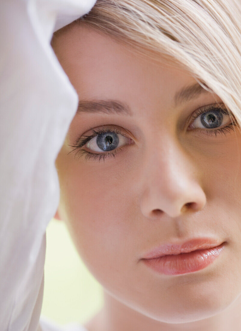 Close up of young  blonde woman\n