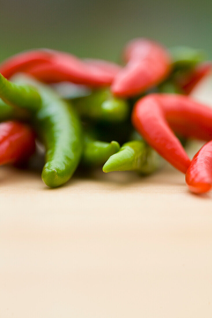 Red and green chili peppers\n