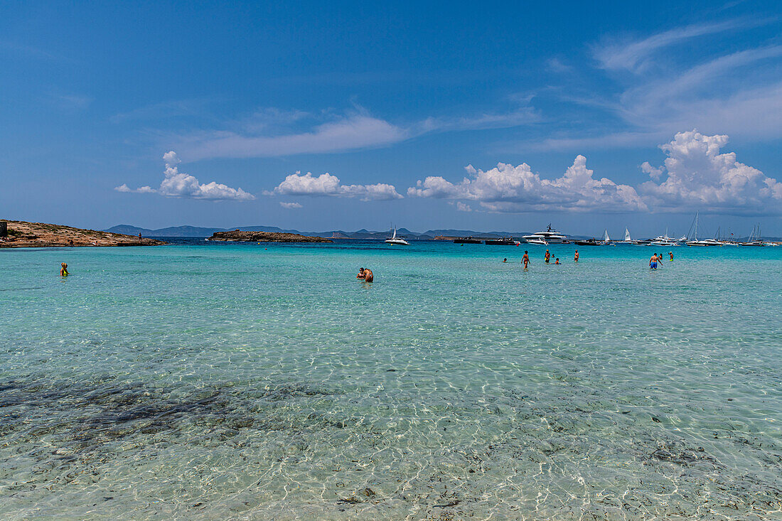 Weißer Sandstrand, Platja de Ses Illetes, Formentera, Balearische Inseln, Spanien, Mittelmeer, Europa