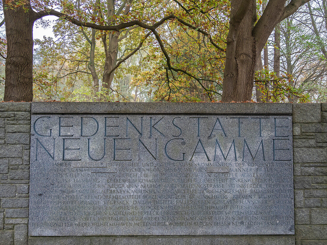 Entrance to Neuengamme concentration camp, the largest concentration camp in Northwest Germany, Europe\n
