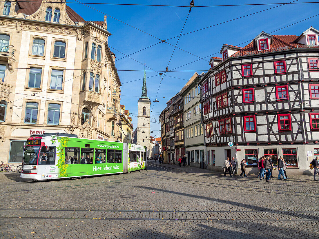 View of the city of Erfurt, the capital and largest city of the Central German state of Thuringia, Germany, Europe\n