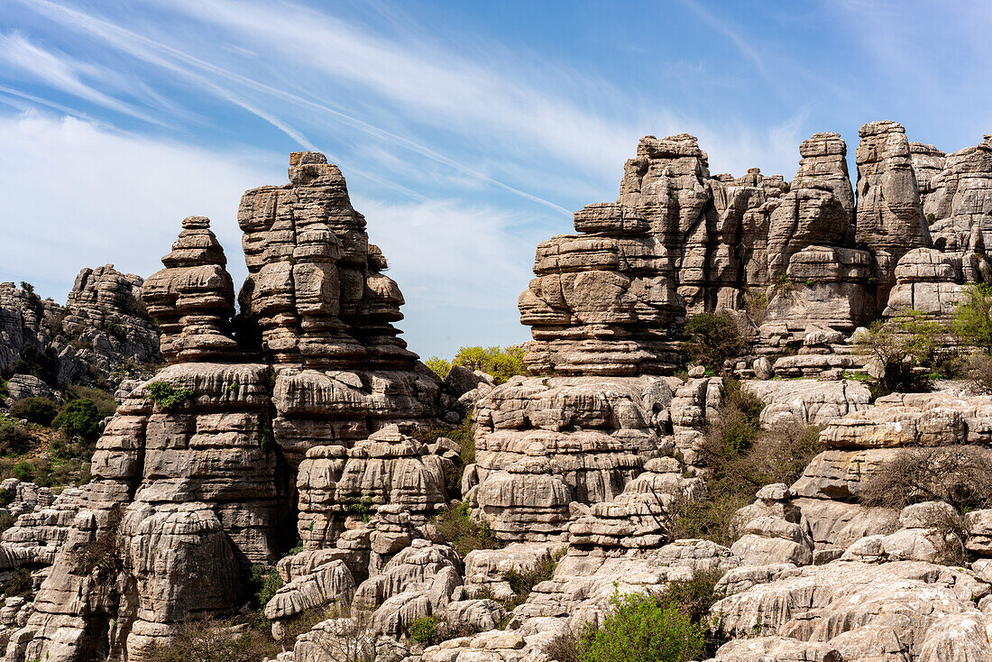 Limestone rock formations in El Torcal de Antequera nature reserve, Andalusia, Spain, Europe\n