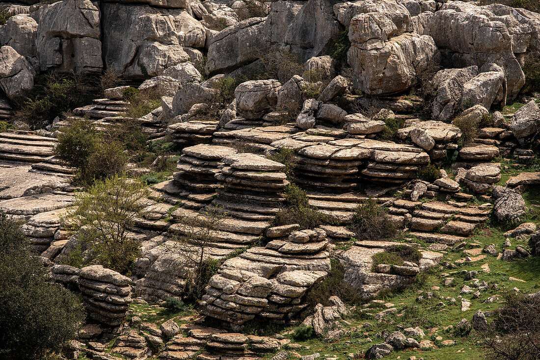 Kalksteinfelsen im Naturschutzgebiet El Torcal de Antequera, Andalusien, Spanien, Europa