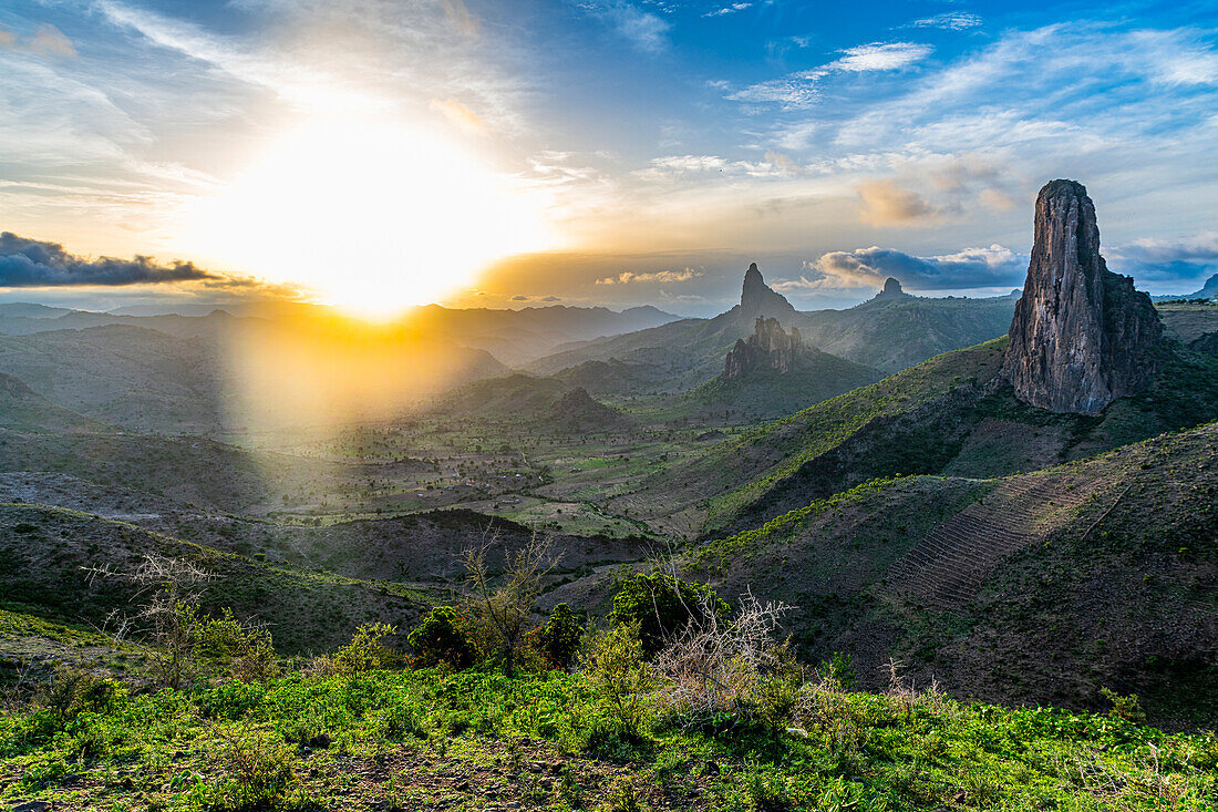 Rhumsiki peak in the lunar landscape of Rhumsiki, Mandara mountains, Far North province, Cameroon, Africa\n