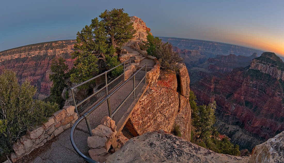 Bright Angel Point Bridge on Grand Canyon North Rim at twilight, Grand Canyon National Park, UNESCO World Heritage Site, Arizona, United States of America, North America\n