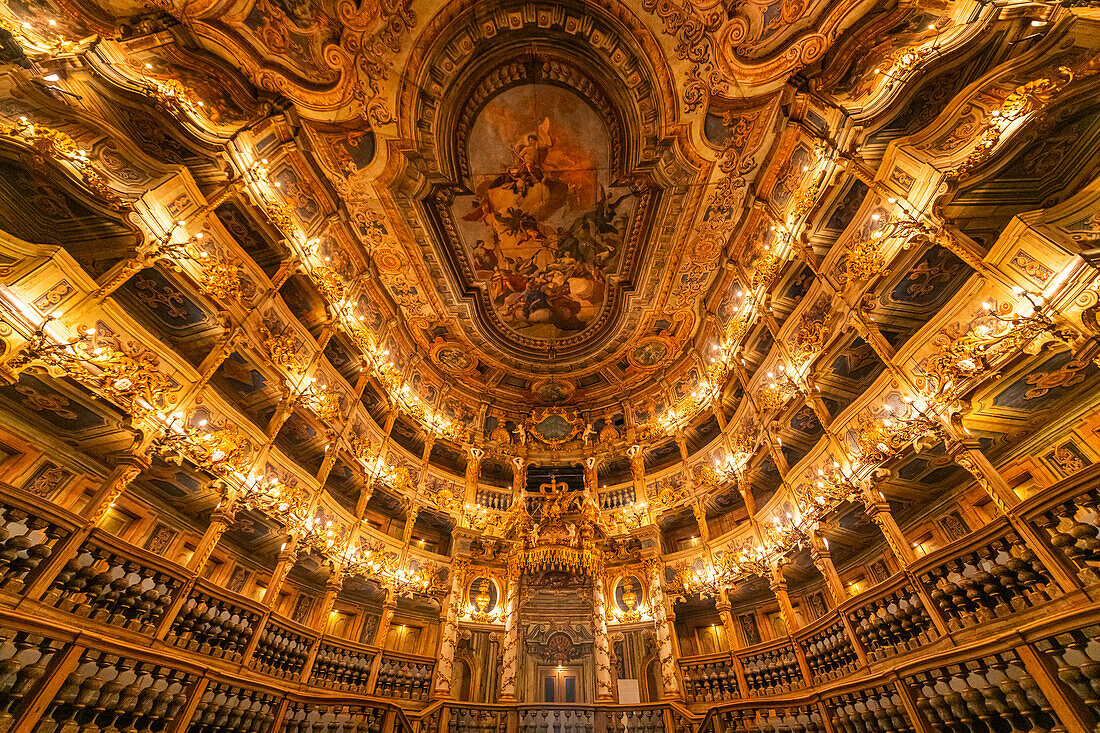 Interior of the Margravial Opera House, UNESCO World Heritage Site, Bayreuth, Bavaria, Germany, Europe\n
