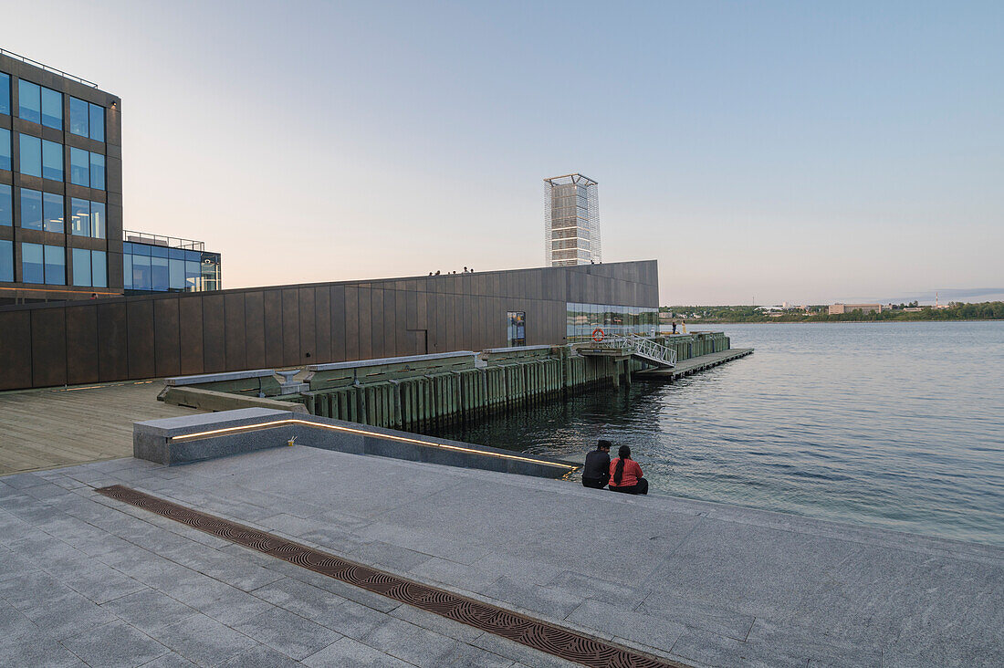 Tidal Beacon art installation, Queens Marque, Downtown Halifax Waterfront, Halifax, Nova Scotia, Canada, North America\n