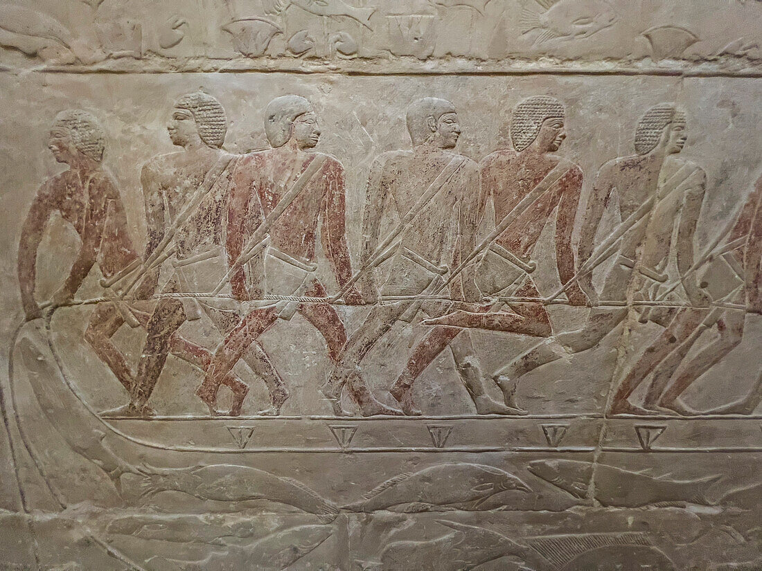 Relief eines Grabes in Saqqara, Teil der memphitischen Nekropole, UNESCO-Welterbe, Ägypten, Nordafrika Afrika