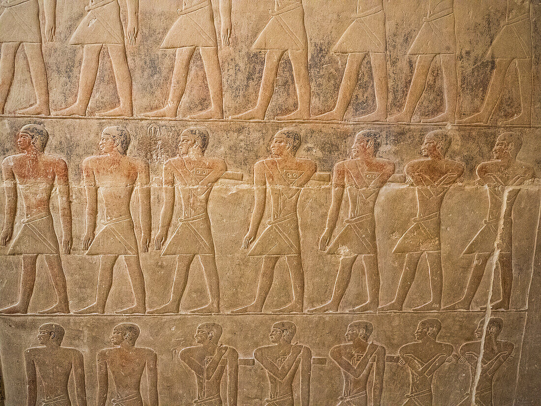 Relief from a tomb in Saqqara, part of the Memphite Necropolis,UNESCO World Heritage Site, Egypt, North Africa Africa\n
