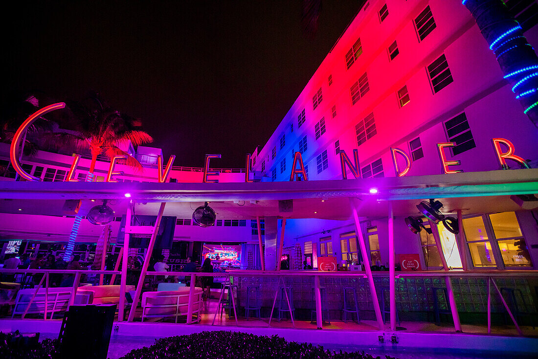 Clevelander Miami at night, Miami, Florida, United States of America, North America\n