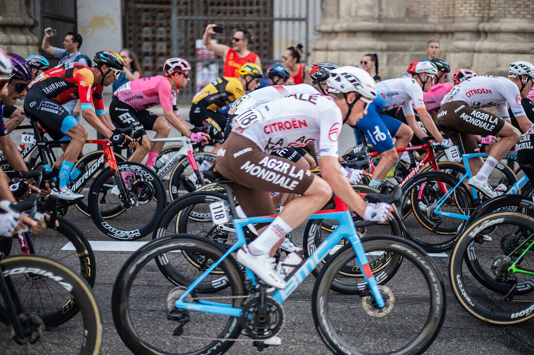 The 12th stage of the Vuelta a España, one of the leading cycling races in the international calendar, reaches Zaragoza, Aragon, Spain, 7th September 2023\n