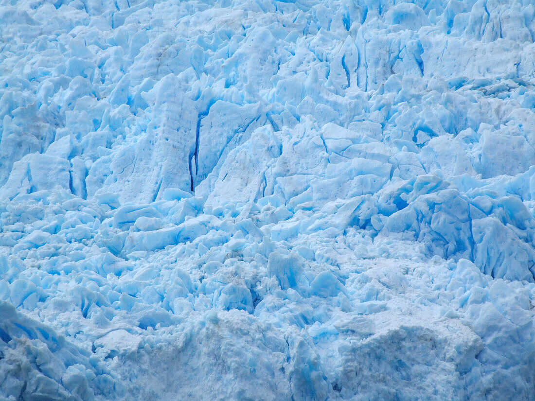 Detail of the surface of the San Rafael Glacier in Laguna San Rafael National Park, Chile.\n