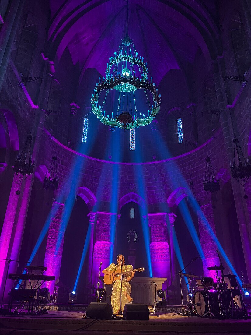 Spanish singer-songwriter Valeria Castro, one of the promising women that have emerged in recent years in the Spanish folklore scene, performs in Veruela Summer Festival 2023, Zaragoza, Spain\n