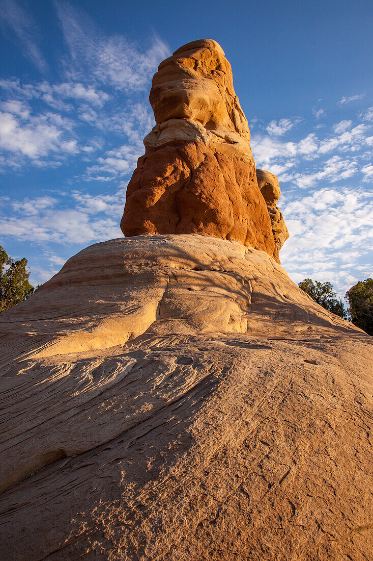 Sandstone hoodoo rock formation in the Devil's Garden in the Grand Staircase-Escalante National Monument in Utah.\n