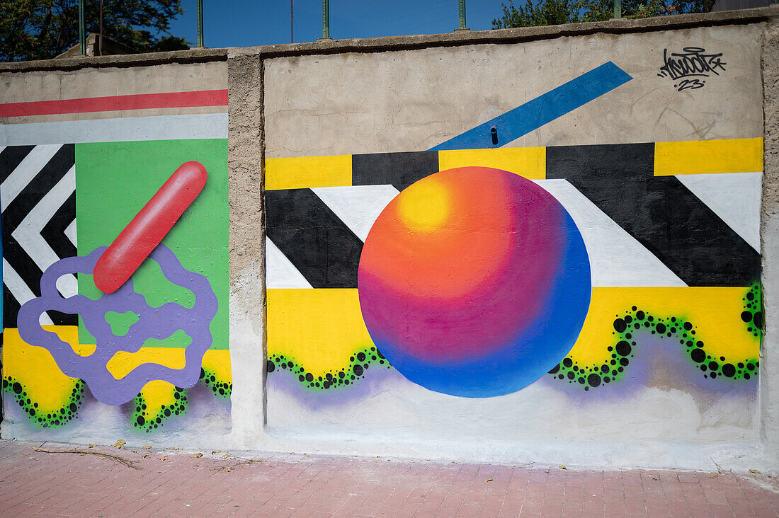 Spanish artist Miguel Hcuar at Asalto International Urban Art Festival in Zaragoza, Spain\n