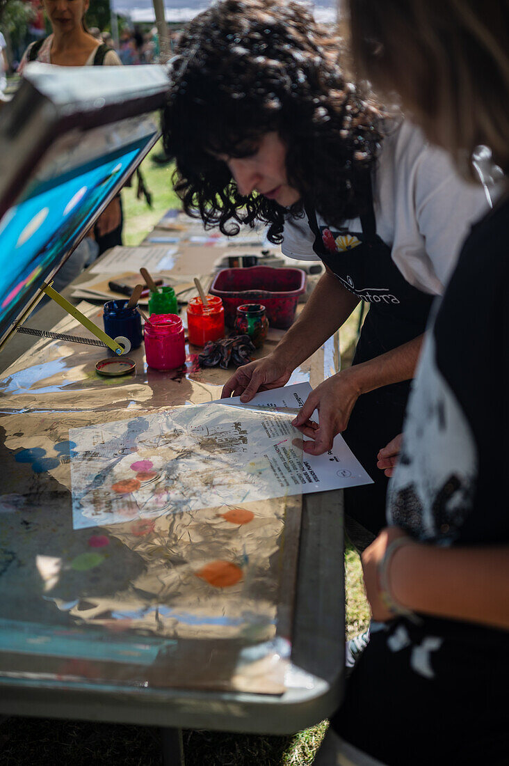 DIY posters with Natalia Royo from Tintaentera at Asalto International Urban Art Festival in Zaragoza, Spain\n