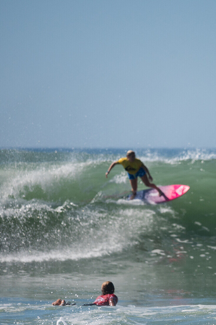 Australian Dimity Stoyle at Quiksilver Festival celebrated in Capbreton, Hossegor and Seignosse, with 20 of the best surfers in the world hand-picked by Jeremy Flores to compete in south west of France.\n