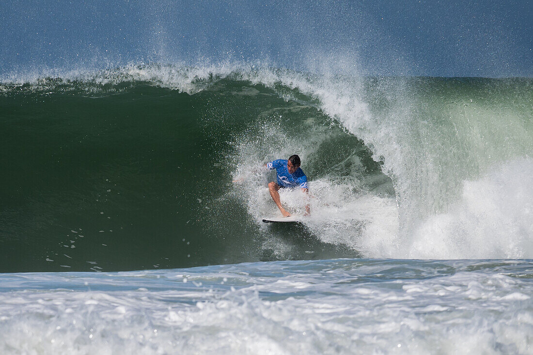 Marc Lacomare, pro French surfer, during Quiksilver Festival celebrated in Capbreton, Hossegor and Seignosse, with 20 of the best surfers in the world hand-picked by Jeremy Flores to compete in south west of France.\n