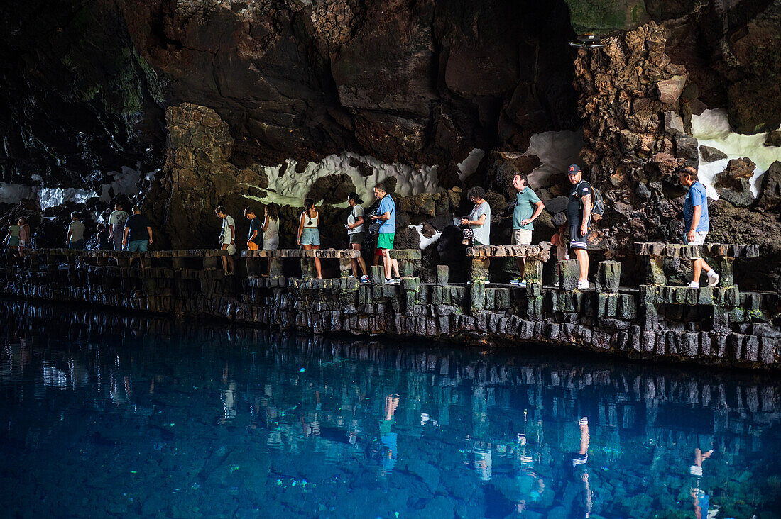 Jameos del Agua is a series of lava caves and an art, culture and tourism center created by local artist and architect, Cesar Manrique, Lanzarote, Canary Islands, Spain\n