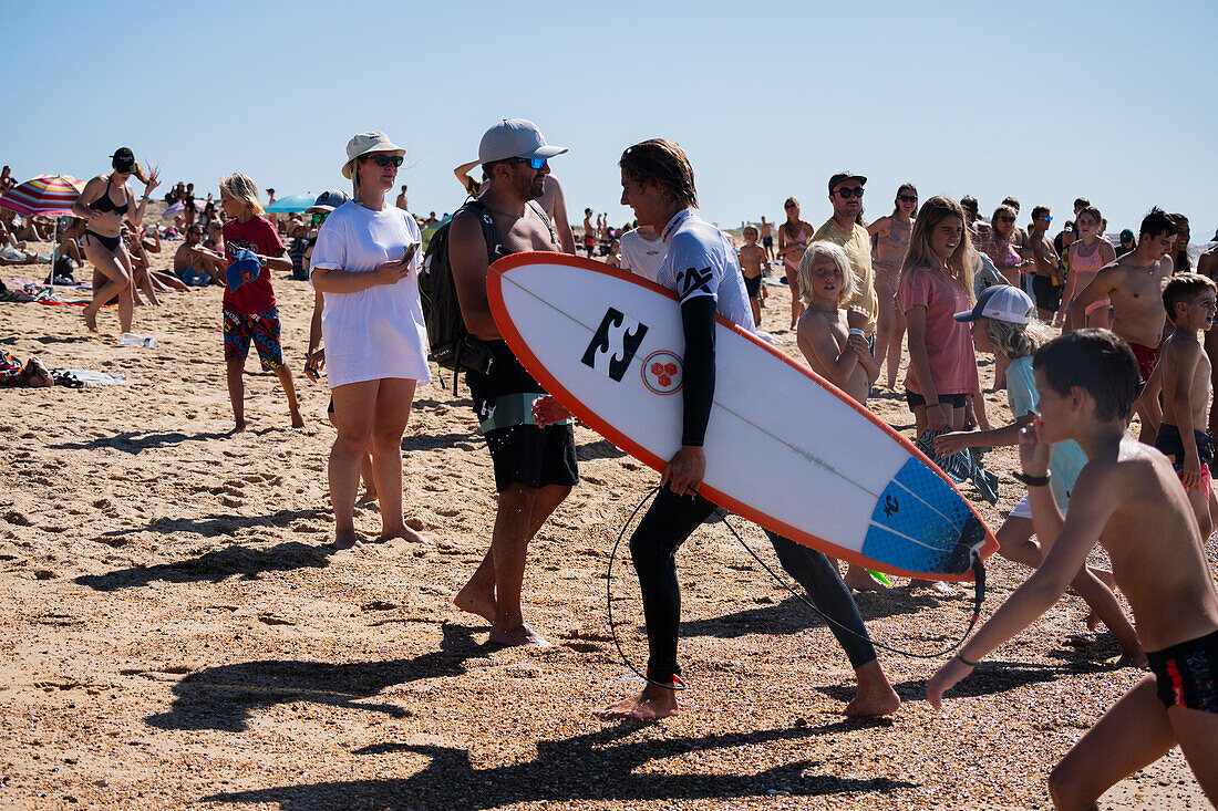 Local French surfer Sam Piter at Quiksilver Festival celebrated in Capbreton, Hossegor and Seignosse, with 20 of the best surfers in the world hand-picked by Jeremy Flores to compete in south west of France.\n